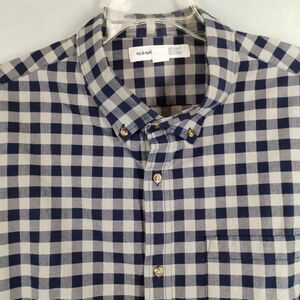 Old Navy Mens 3XLT Tall Shirt Blue Gray Check‎ Stretch Everyday Regular Fit